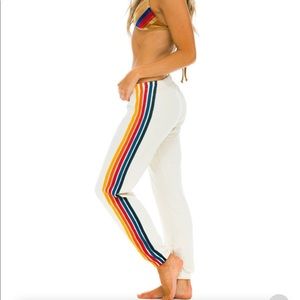 Aviator Nation 5 Stripe Vintage White Sweatpants